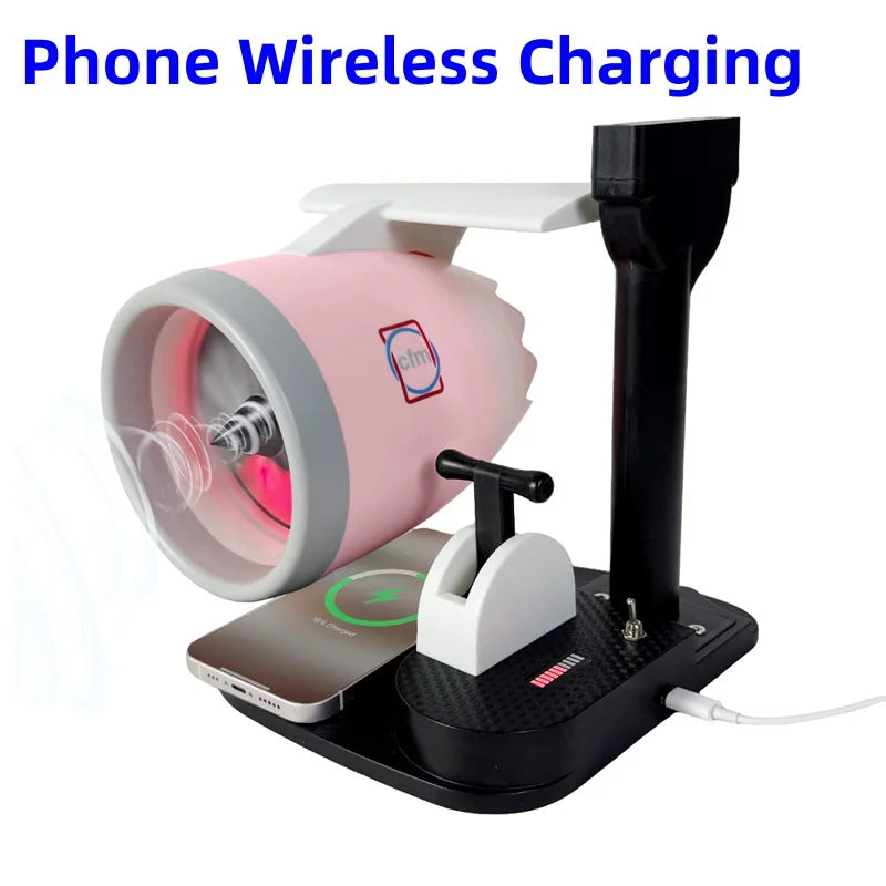 Jet Engine Fan Aircraft Turbofan Turbojet Model Kit 3D Printing Engine Toy with Humidifier Phone Wireless Charging Function